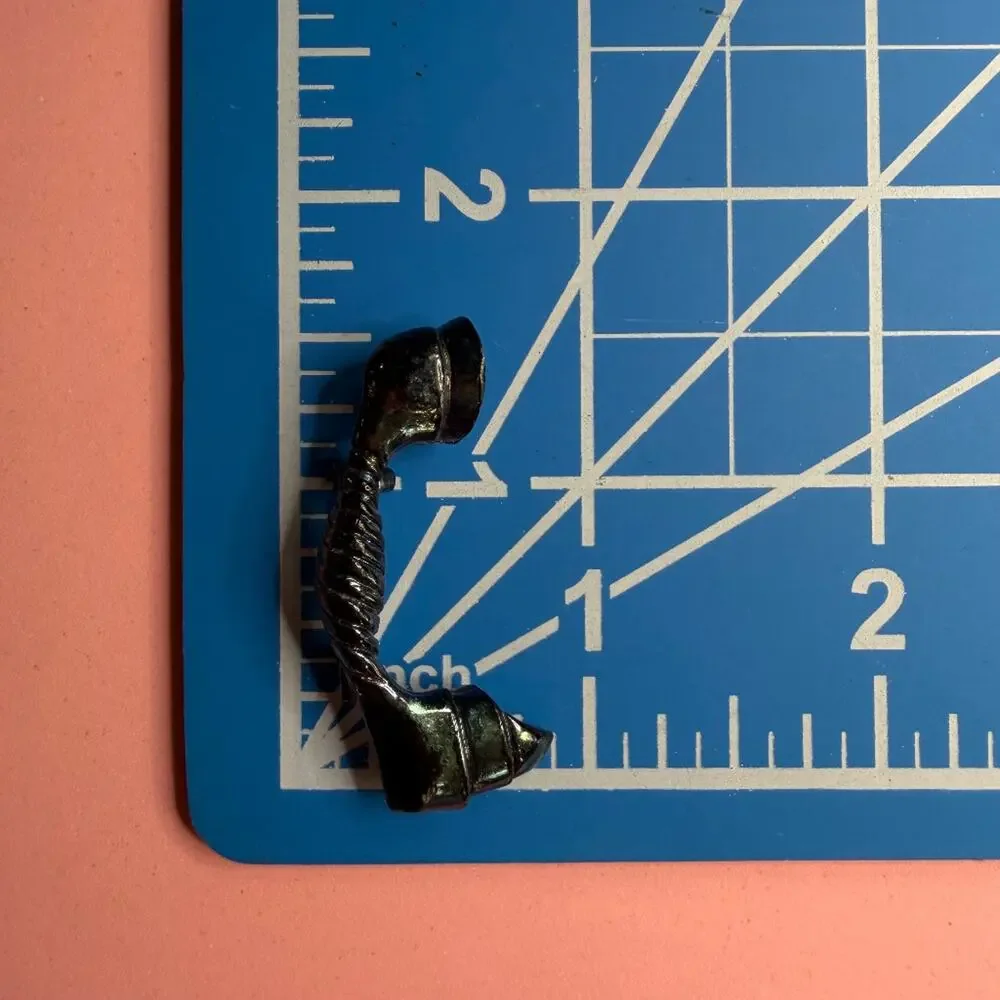 Vintage Telephone Handset Brooch Pin Iridescent Dark Tone 1.5in